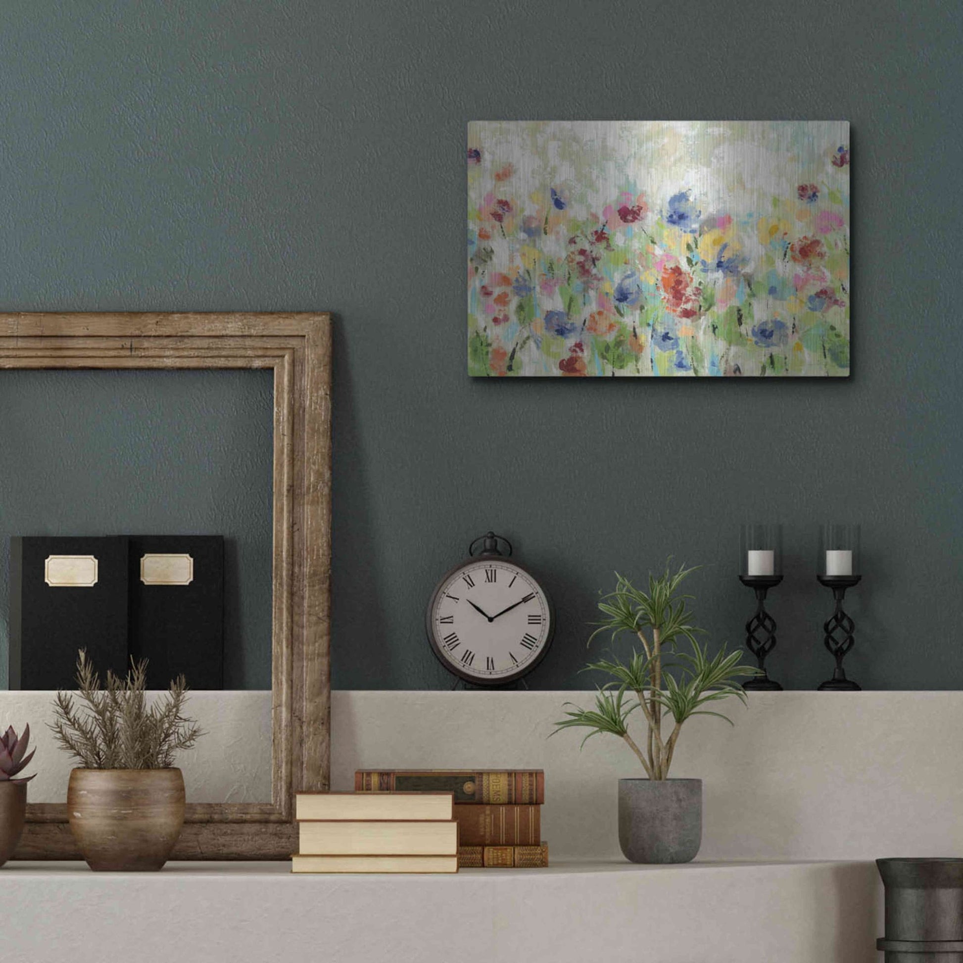 Luxe Metal Art 'Springtime Meadow Flowers' by Silvia Vassileva, Metal Wall Art,16x12