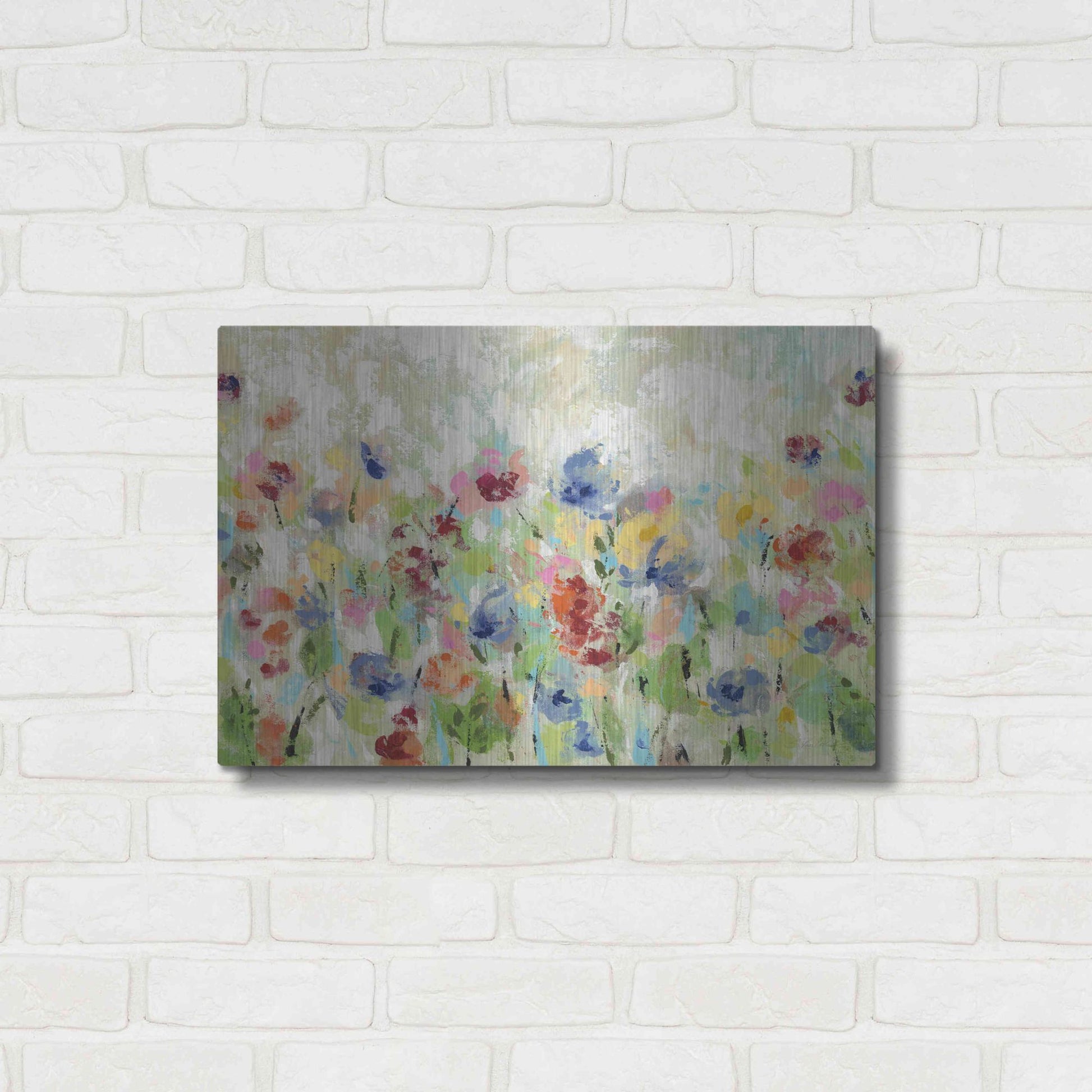 Luxe Metal Art 'Springtime Meadow Flowers' by Silvia Vassileva, Metal Wall Art,24x16