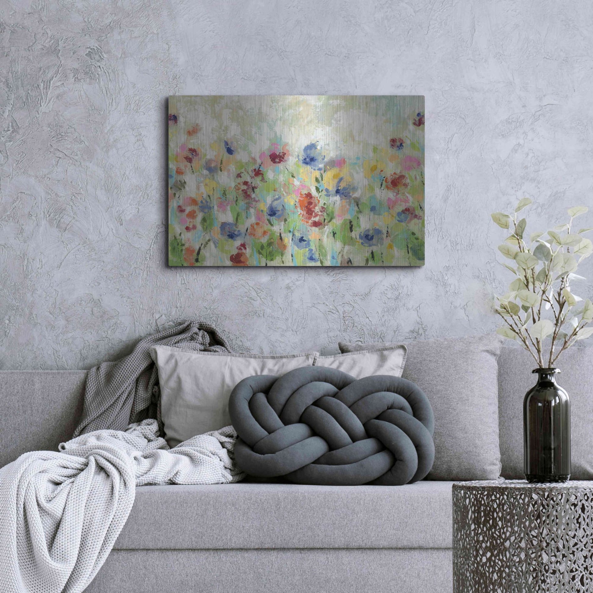 Luxe Metal Art 'Springtime Meadow Flowers' by Silvia Vassileva, Metal Wall Art,36x24