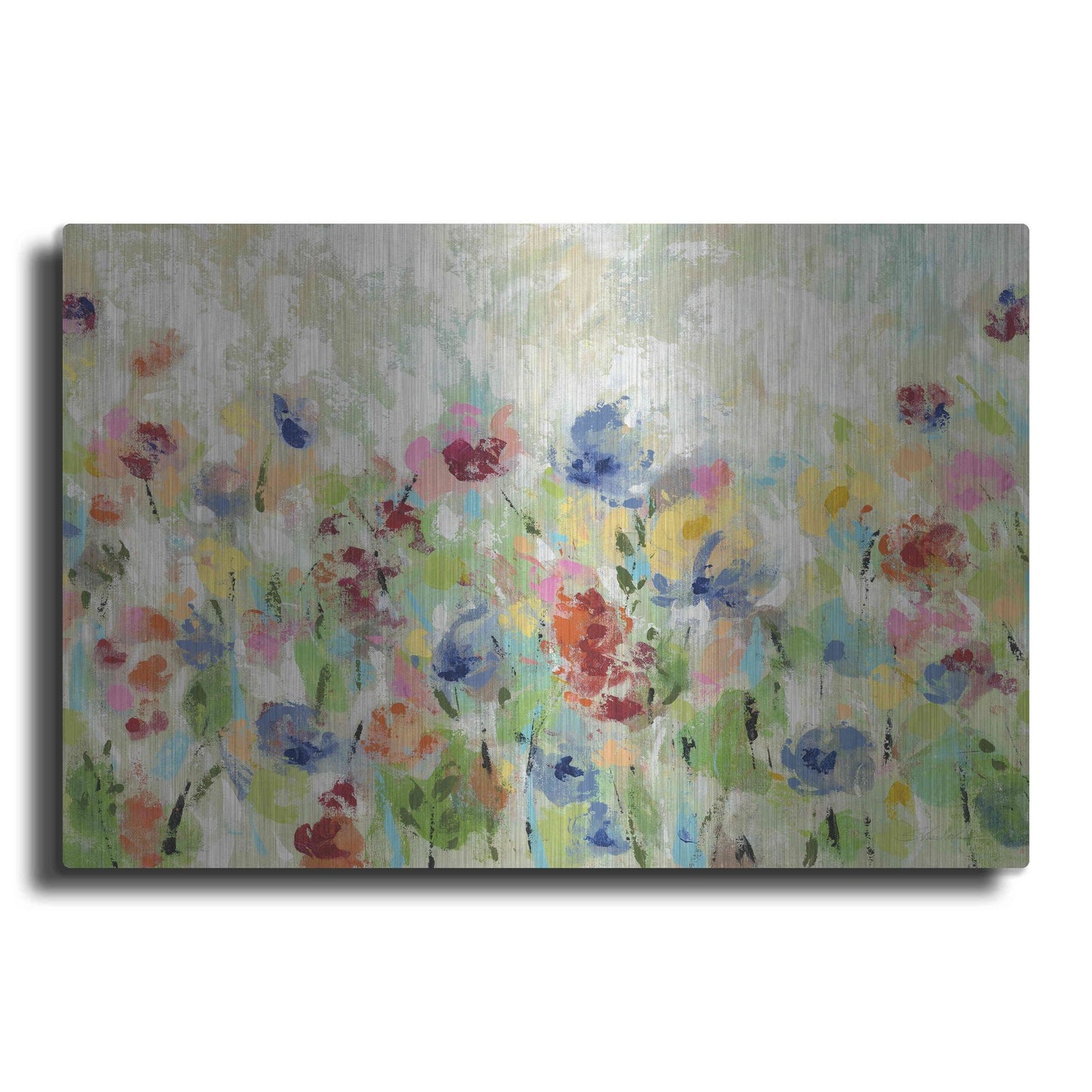 Luxe Metal Art 'Springtime Meadow Flowers' by Silvia Vassileva, Metal Wall Art