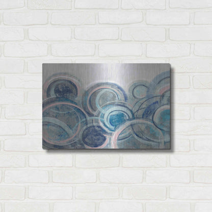 Luxe Metal Art 'Variation Blue Grey Pink' by Silvia Vassileva, Metal Wall Art,24x16