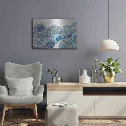 Luxe Metal Art 'Variation Blue Grey Pink' by Silvia Vassileva, Metal Wall Art,24x16