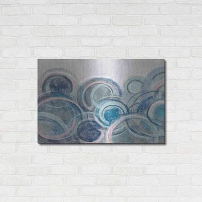 Luxe Metal Art 'Variation Blue Grey Pink' by Silvia Vassileva, Metal Wall Art,36x24