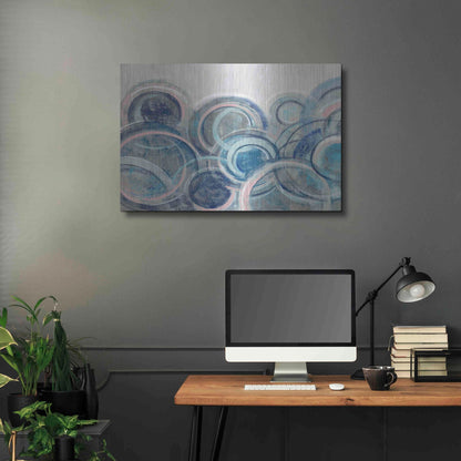 Luxe Metal Art 'Variation Blue Grey Pink' by Silvia Vassileva, Metal Wall Art,36x24