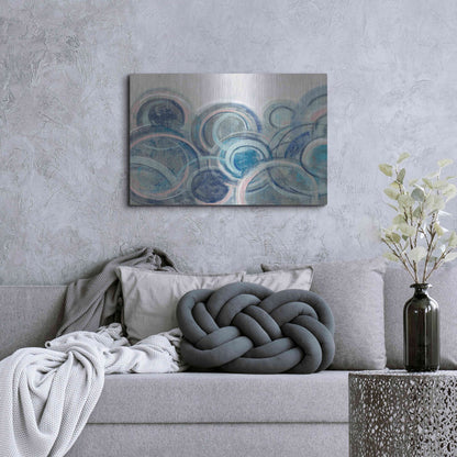 Luxe Metal Art 'Variation Blue Grey Pink' by Silvia Vassileva, Metal Wall Art,36x24