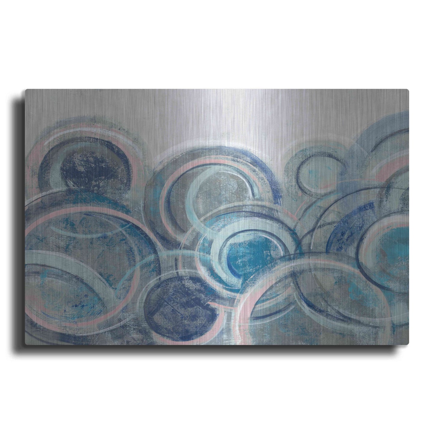 Luxe Metal Art 'Variation Blue Grey Pink' by Silvia Vassileva, Metal Wall Art