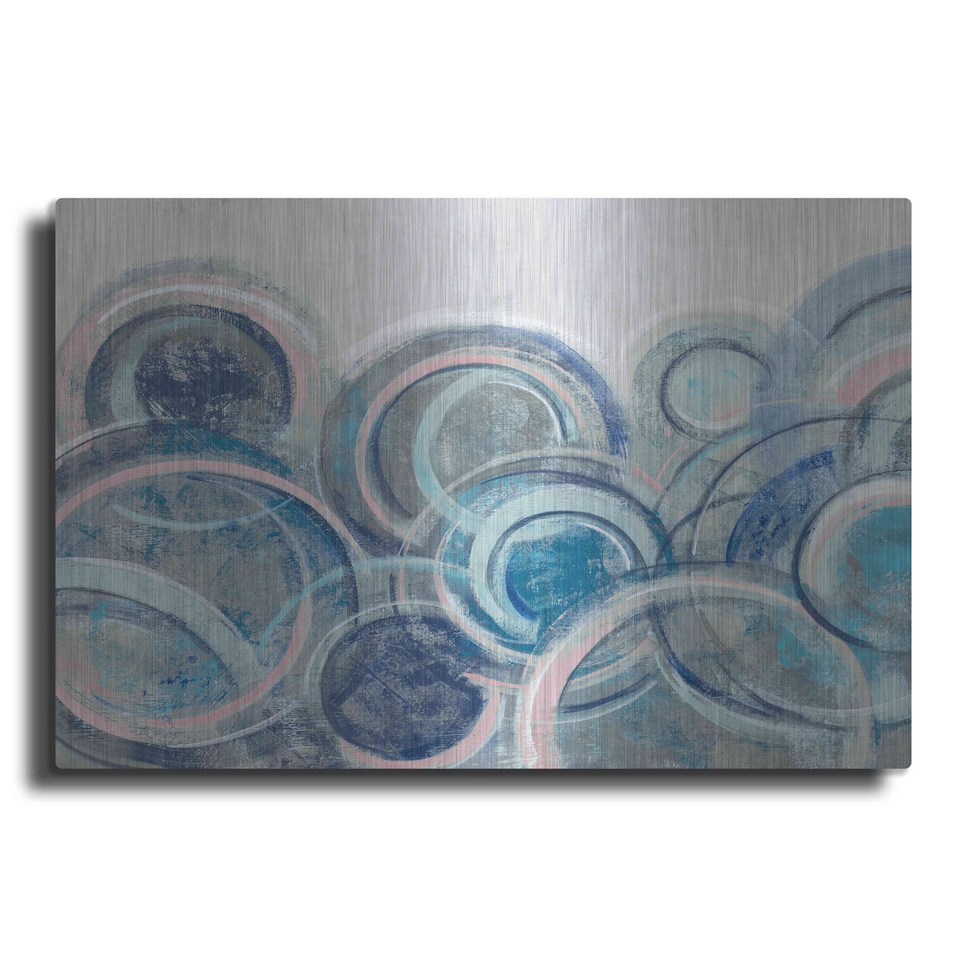 Luxe Metal Art 'Variation Blue Grey Pink' by Silvia Vassileva, Metal Wall Art