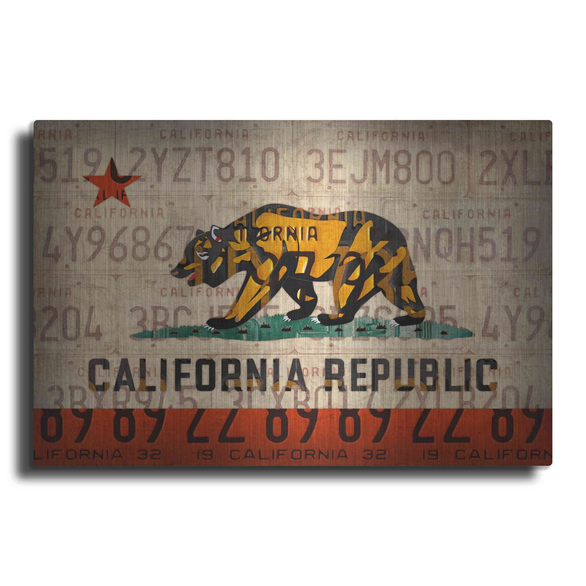 'Cali State Flag License Plates' by Design Turnpike – Metal Wall Art