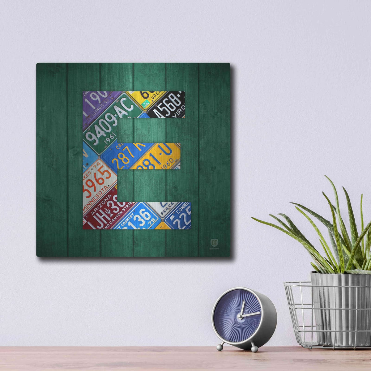 'E' by Design Turnpike – Metal Wall Art, 12x12 room view