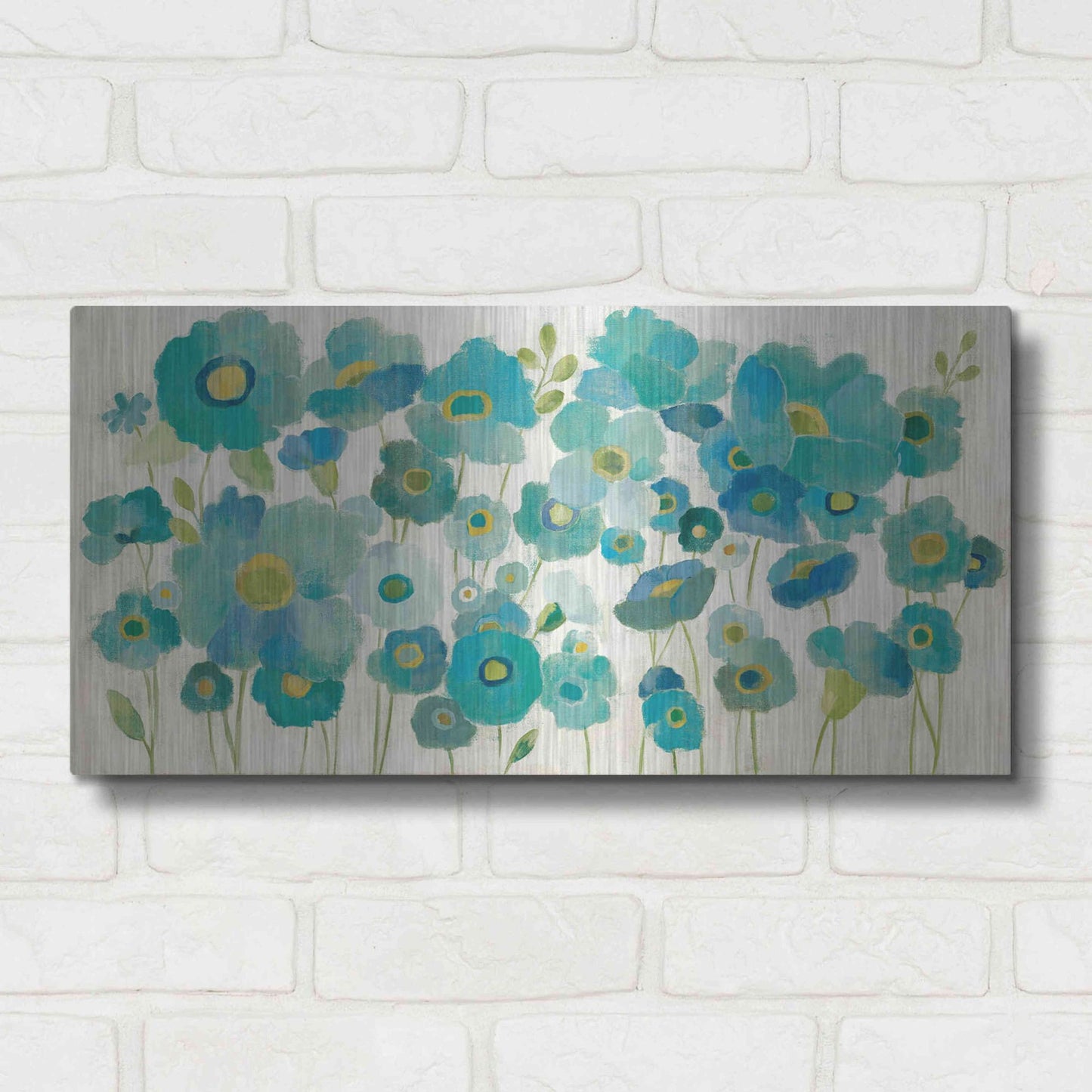 Luxe Metal Art 'Floral Lace' by Silvia Vassileva, Metal Wall Art,24x12