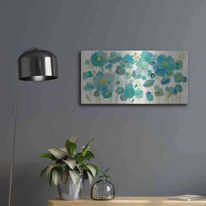 Luxe Metal Art 'Floral Lace' by Silvia Vassileva, Metal Wall Art,24x12