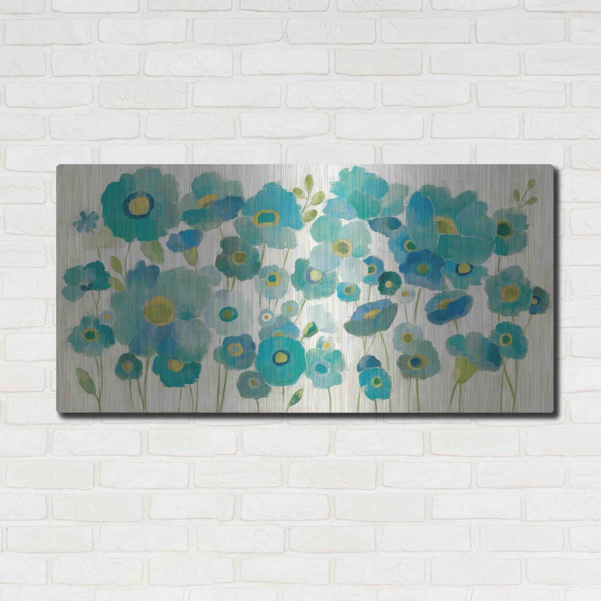 Luxe Metal Art 'Floral Lace' by Silvia Vassileva, Metal Wall Art,48x24