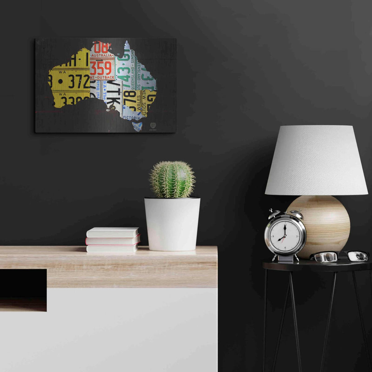 'Australia License Plate Map' by Design Turnpike – Metal Wall Art, 24x16 room view