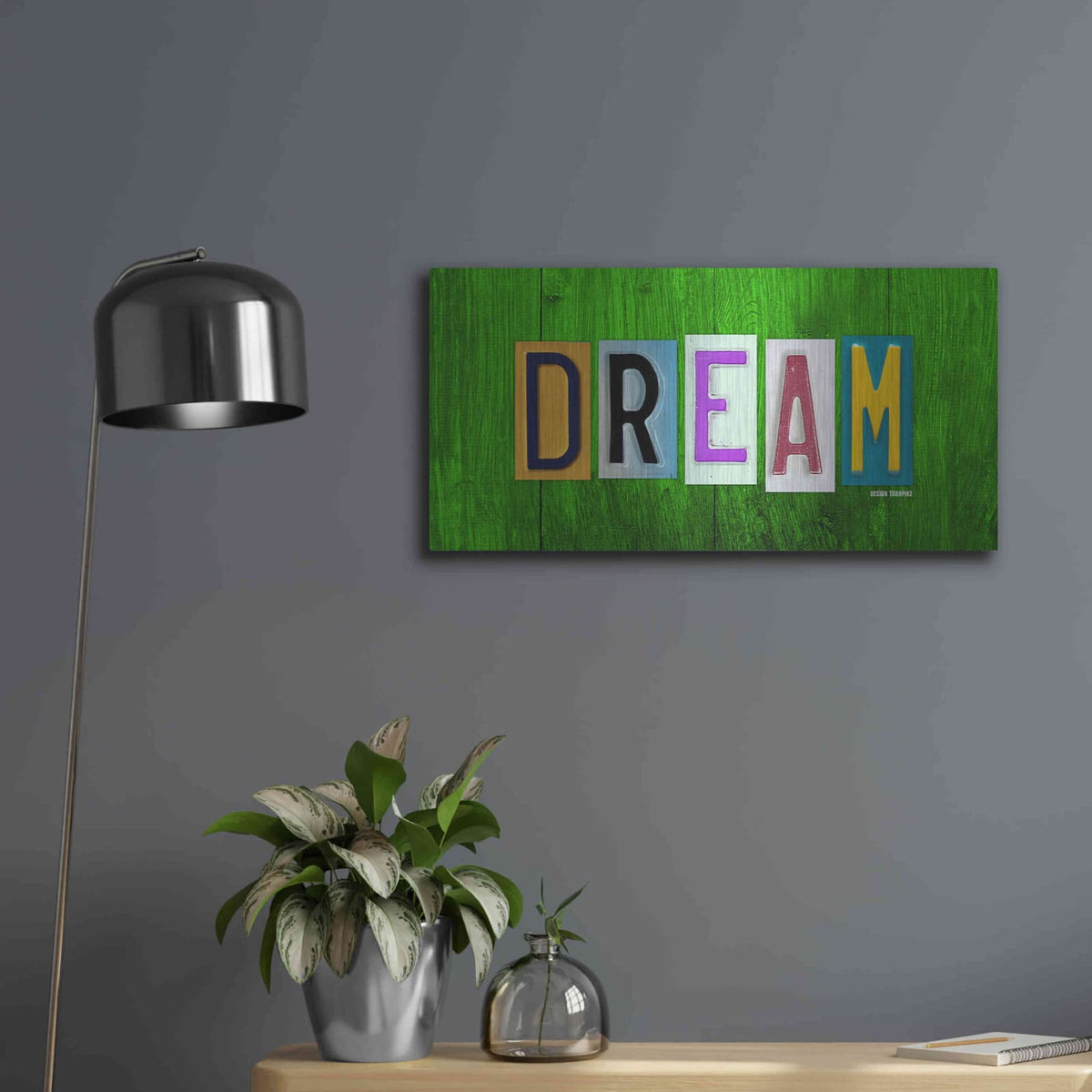 'Dream' by Design Turnpike – Metal Wall Art, 24x12 room view