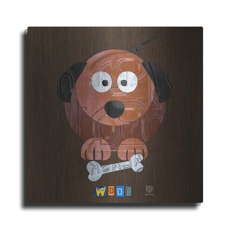 'Woof The Dog' by Design Turnpike – Metal Wall Art