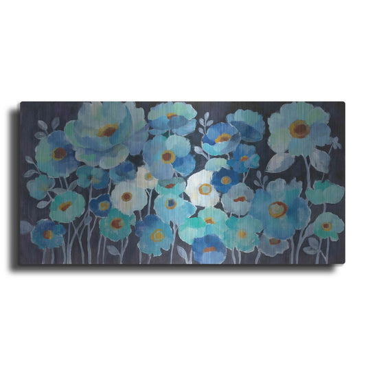 Luxe Metal Art 'Indigo Flowers' by Silvia Vassileva, Metal Wall Art