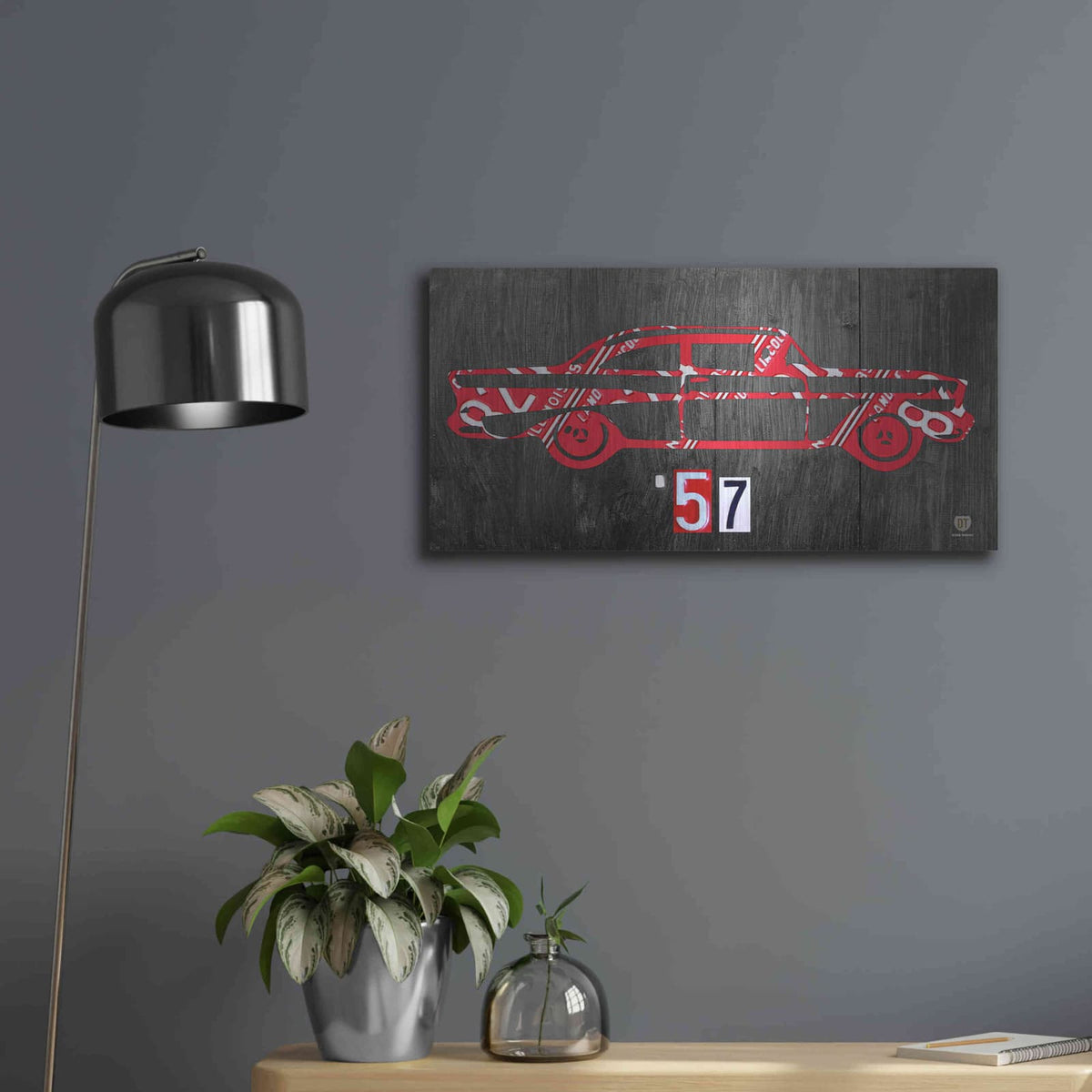'57 Chevy License Plate Art' by Design Turnpike – Metal Wall Art, 24x12 room view