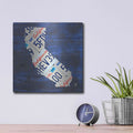 'California License Plate Map Blue' by Design Turnpike – Metal Wall Art, 12x12 room view