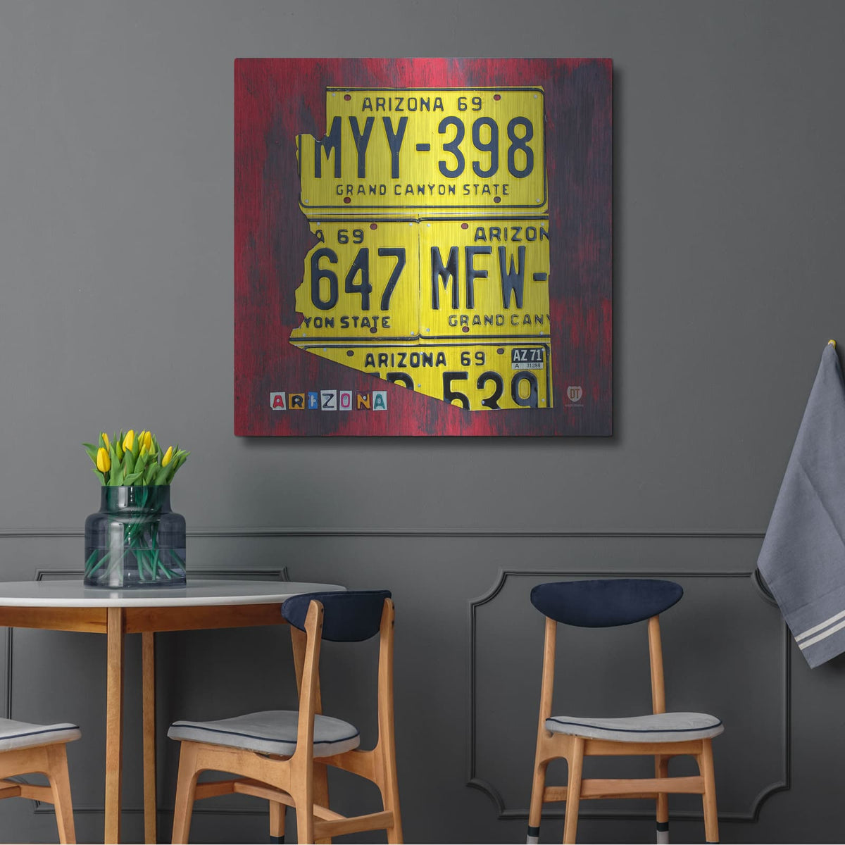 'Arizona License Plate' by Design Turnpike – Metal Wall Art, 36x36 room view