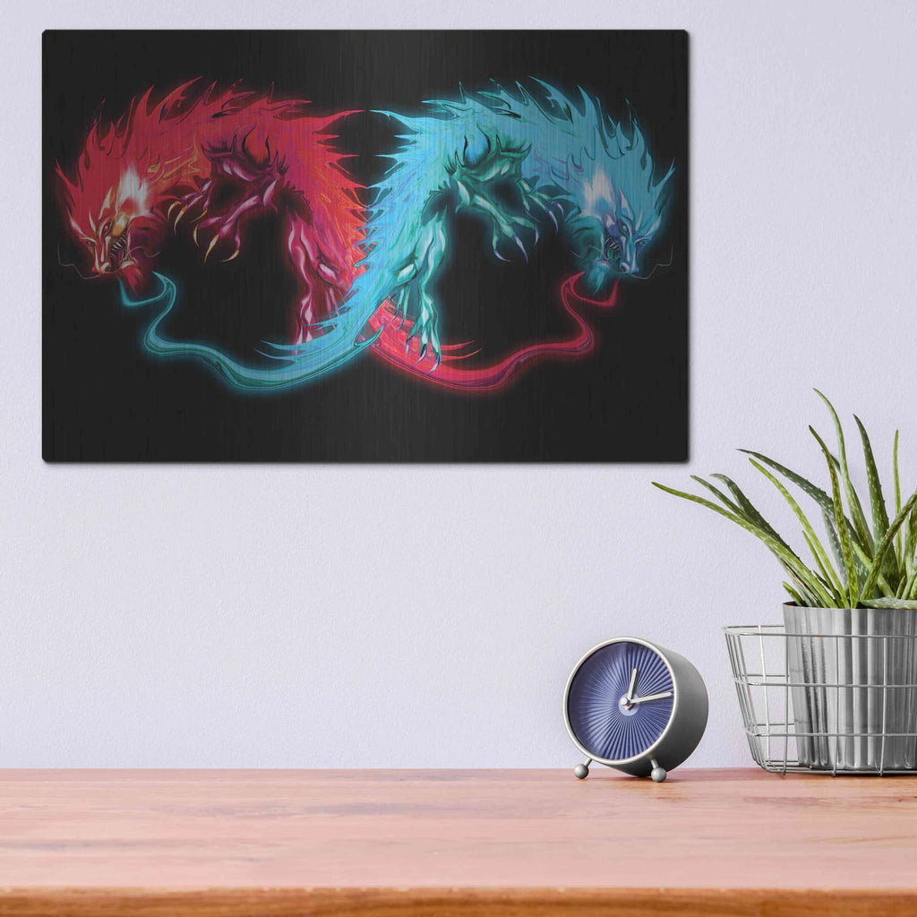 'Double Dragon' by Michael Stewart – Metal Wall Art, 16x12 room view