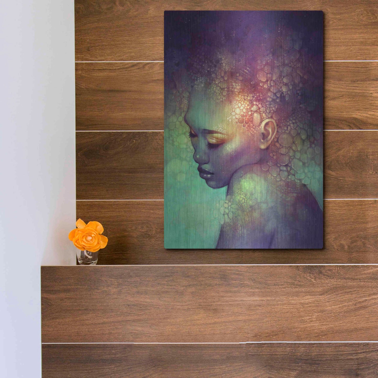 Luxe Metal Art 'Camouflage' by Anna Dittman, Metal Wall Art,12x16