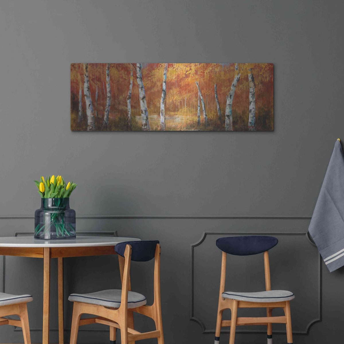 'Autumn Birch I' by Art Fronckowiak – Metal Wall Art, 48x16 room view