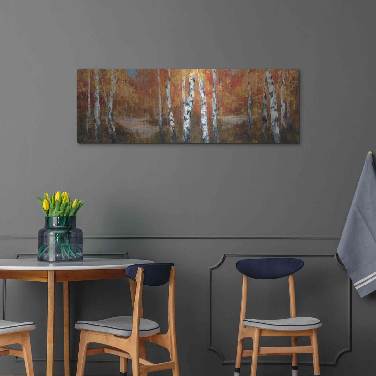 'Autumn Birch II' by Art Fronckowiak – Metal Wall Art, 48x16 room view