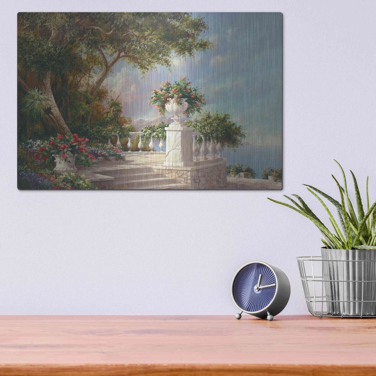'Balcony at Lake Como' by Art Fronckowiak – Metal Wall Art, 16x12 room view
