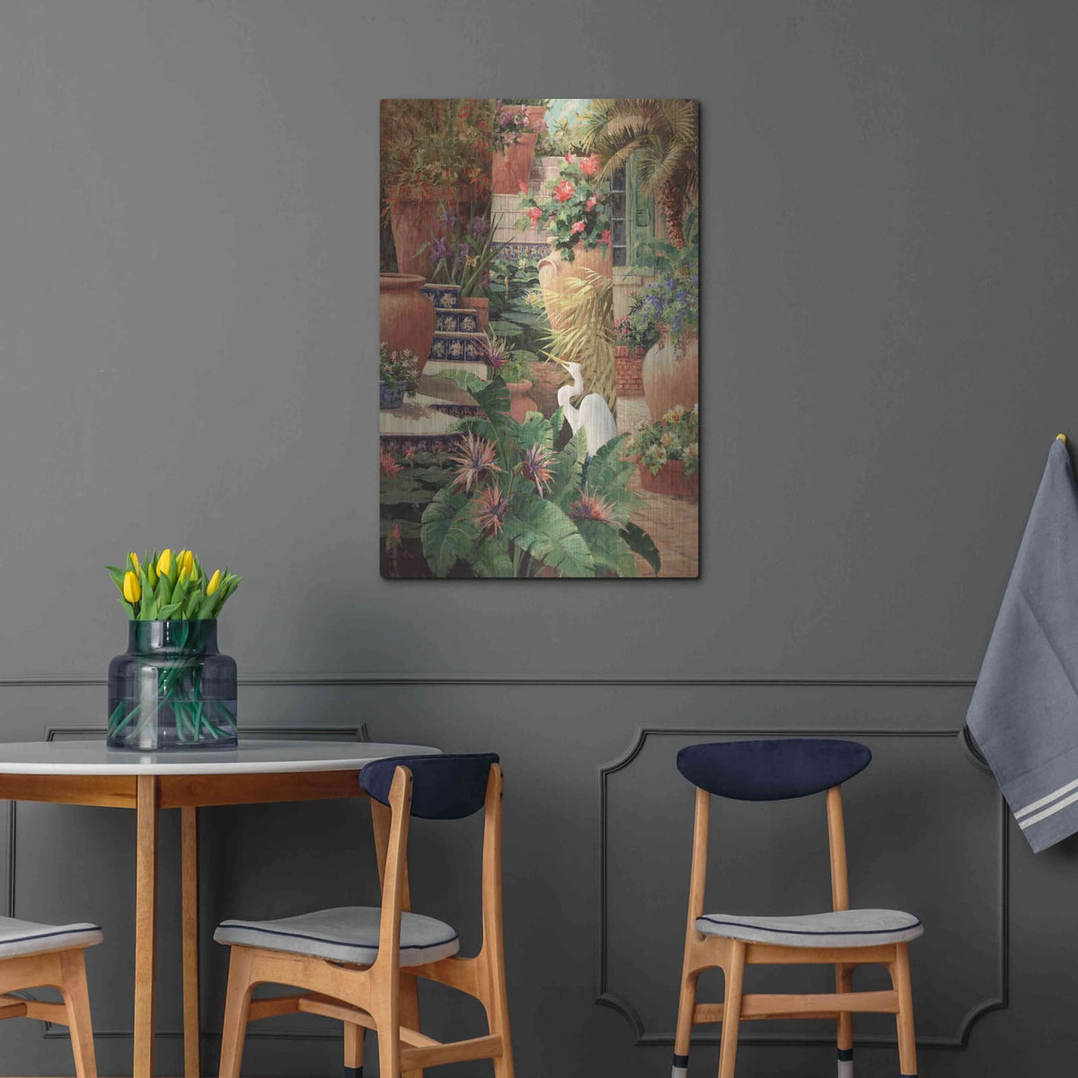 'Floral Fractal with Egret' by Art Fronckowiak – Metal Wall Art, 24x36 room view