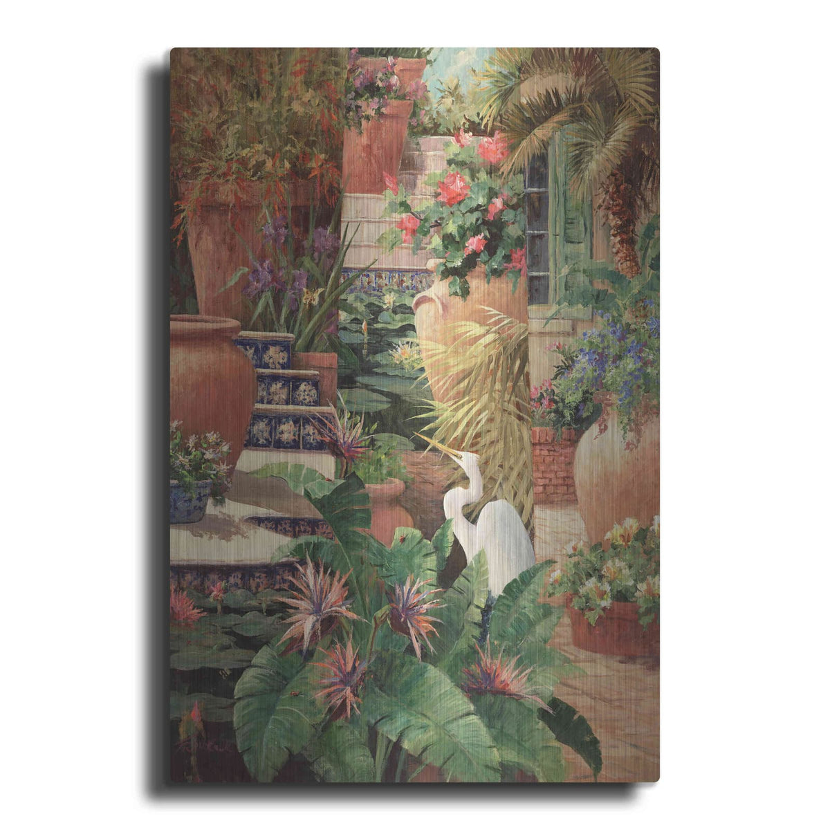 'Floral Fractal with Egret' by Art Fronckowiak – Metal Wall Art