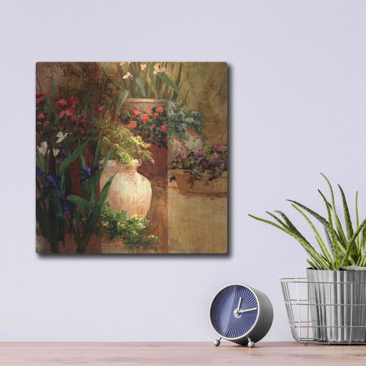 'Flower Pots Right' by Art Fronckowiak – Metal Wall Art, 12x12 room view