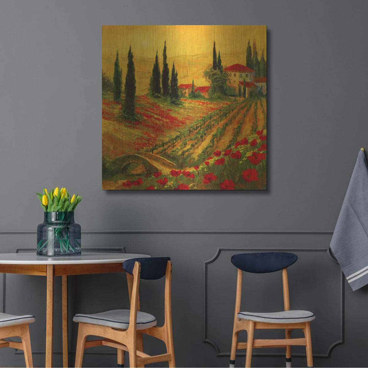 'Poppies of Toscano I' by Art Fronckowiak – Metal Wall Art, 36x36 room view