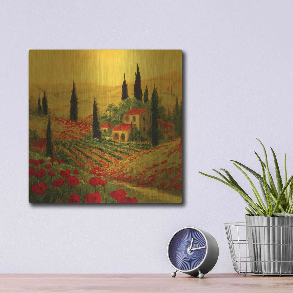 'Poppies of Toscano II' by Art Fronckowiak – Metal Wall Art, 12x12 room view