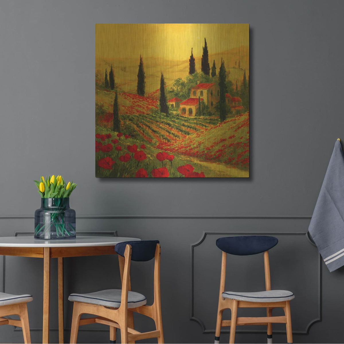 'Poppies of Toscano II' by Art Fronckowiak – Metal Wall Art, 36x36 room view