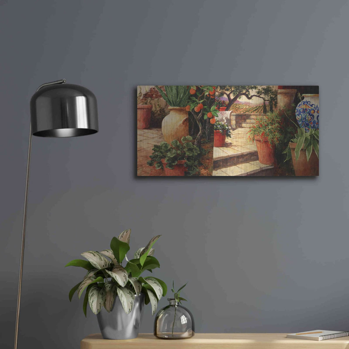 'Turo Tuscan Orange' by Art Fronckowiak – Metal Wall Art, 24x12 room view