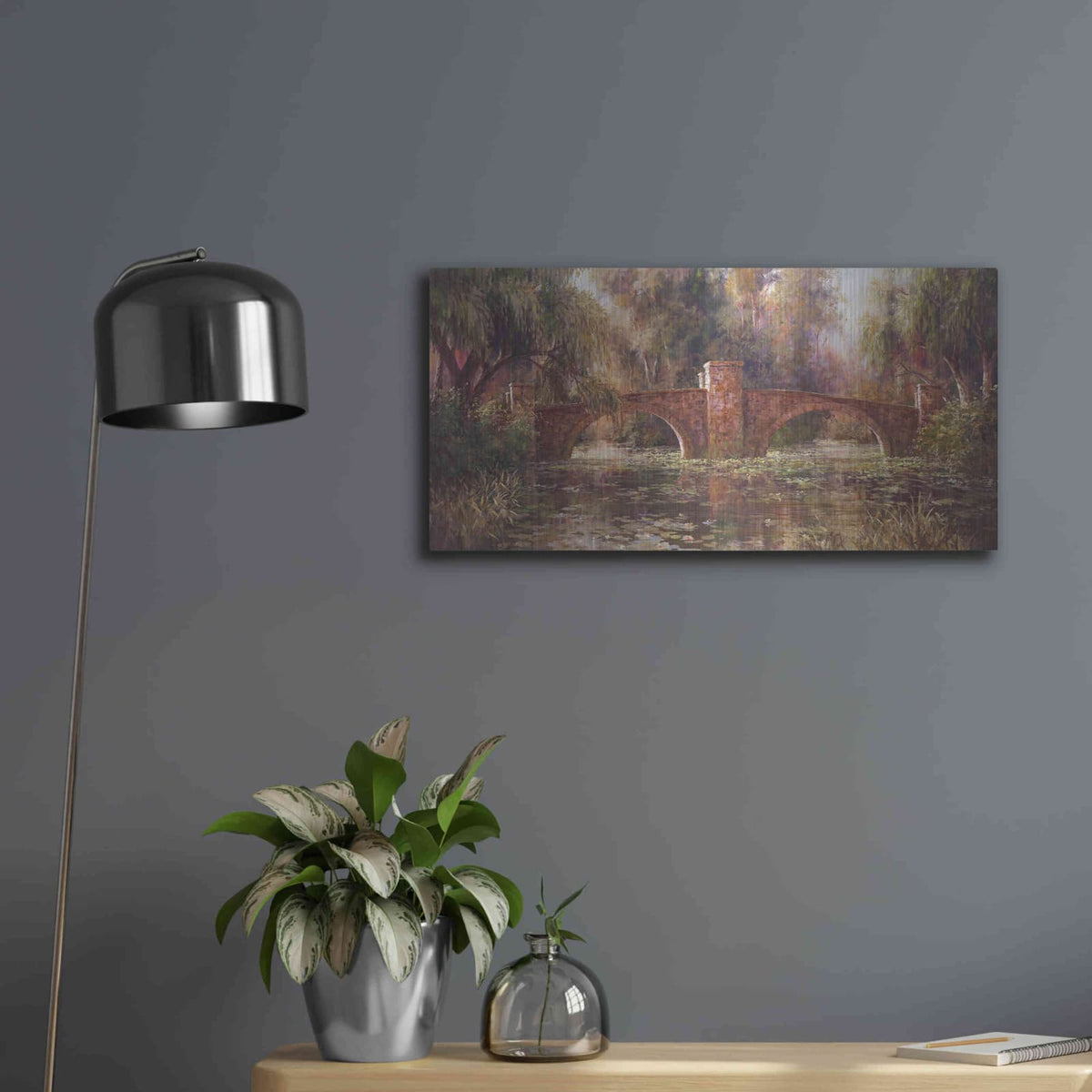 'Willow Bridge' by Art Fronckowiak – Metal Wall Art, 24x12 room view