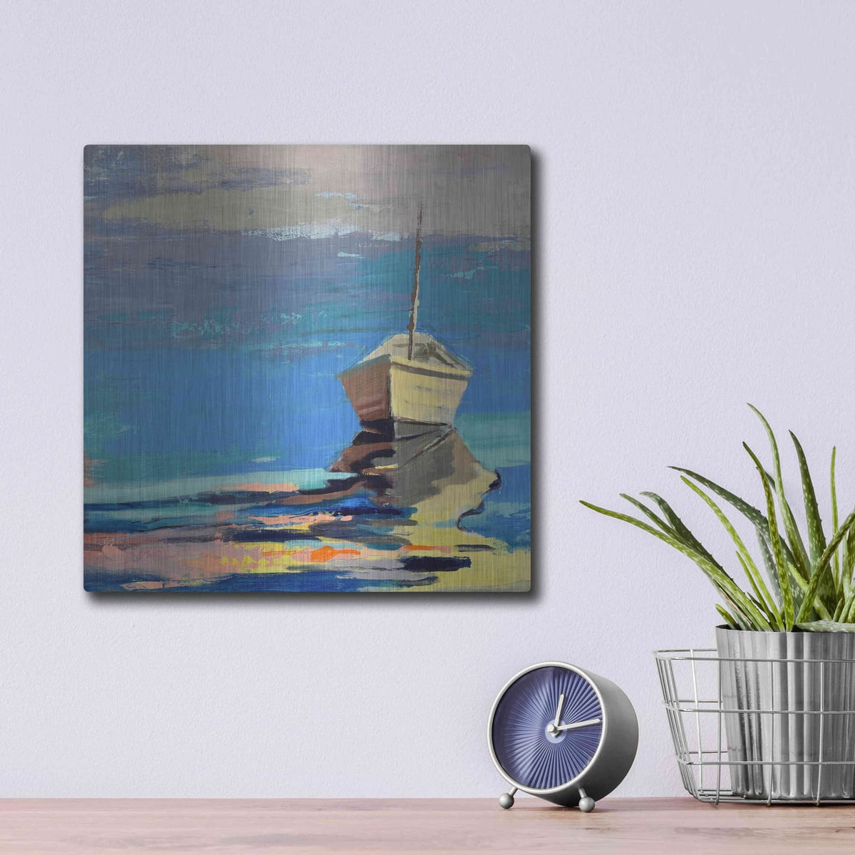 'Blue Bay' by Beth Forst – Metal Wall Art, 12x12 room view