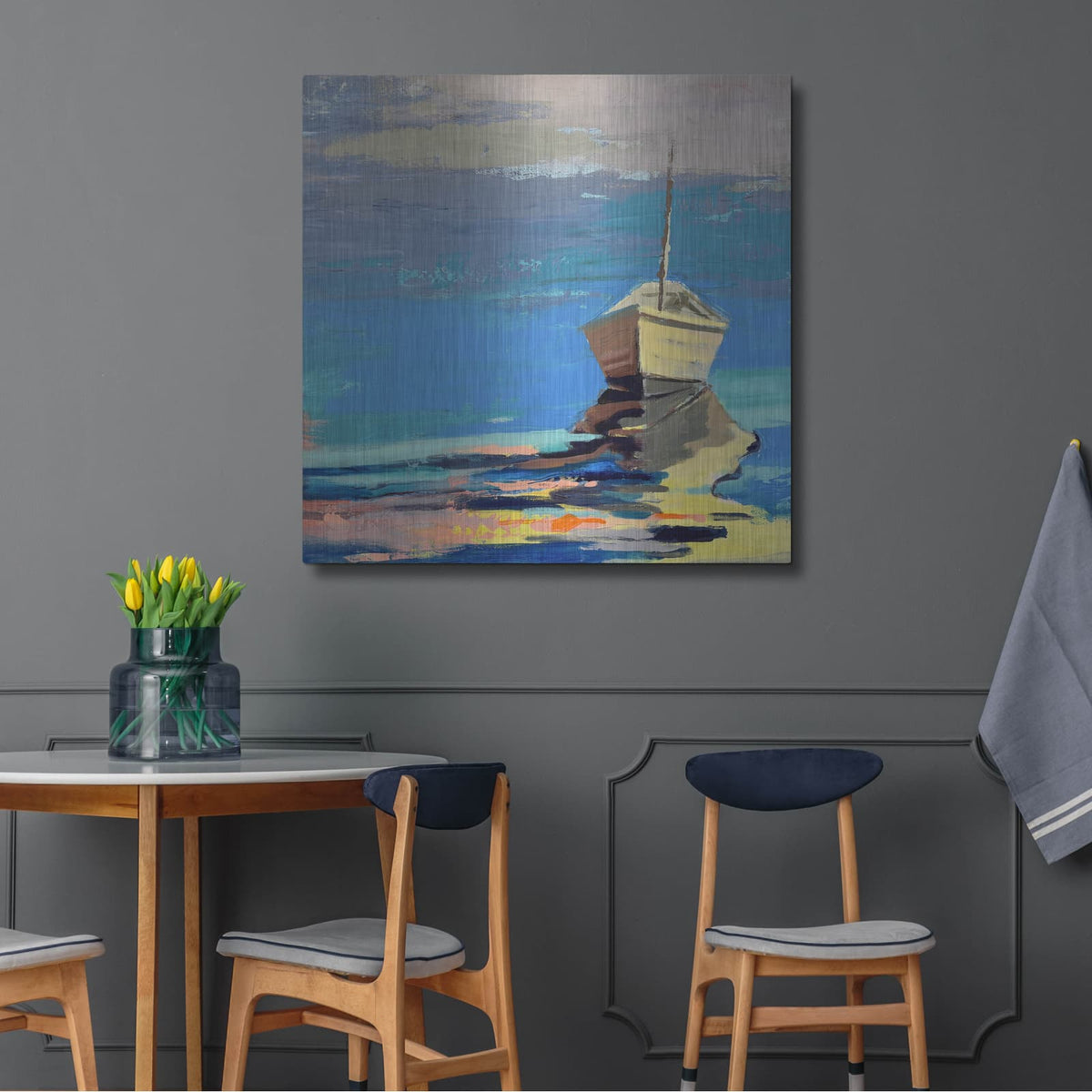 'Blue Bay' by Beth Forst – Metal Wall Art, 36x36 room view