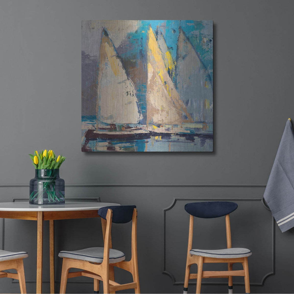 'Breeze Sail and Sky' by Beth Forst – Metal Wall Art, 36x36 room view