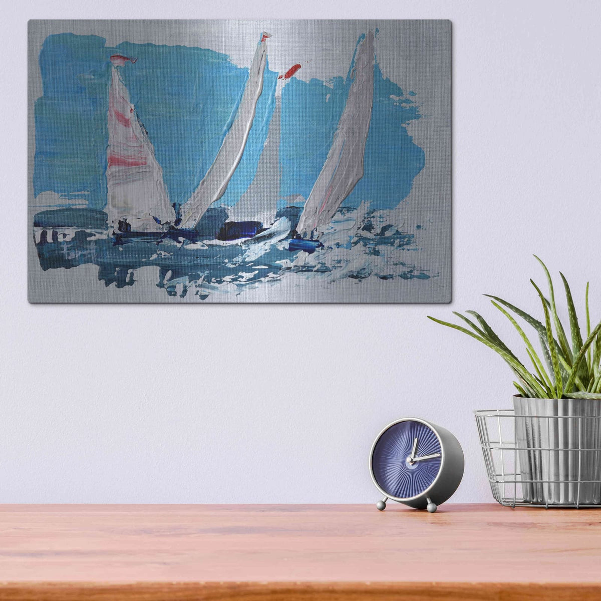 'Candy Stripe Regatta' by Beth Forst – Metal Wall Art, 16x12 room view