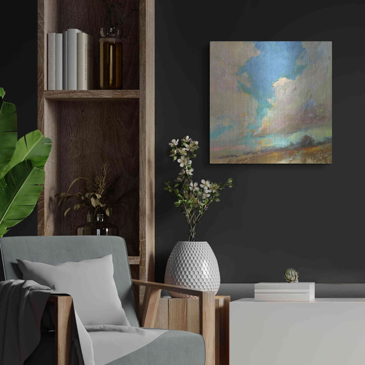 'Clouds Got in My Way' by Beth Forst – Metal Wall Art, 24x24 room view