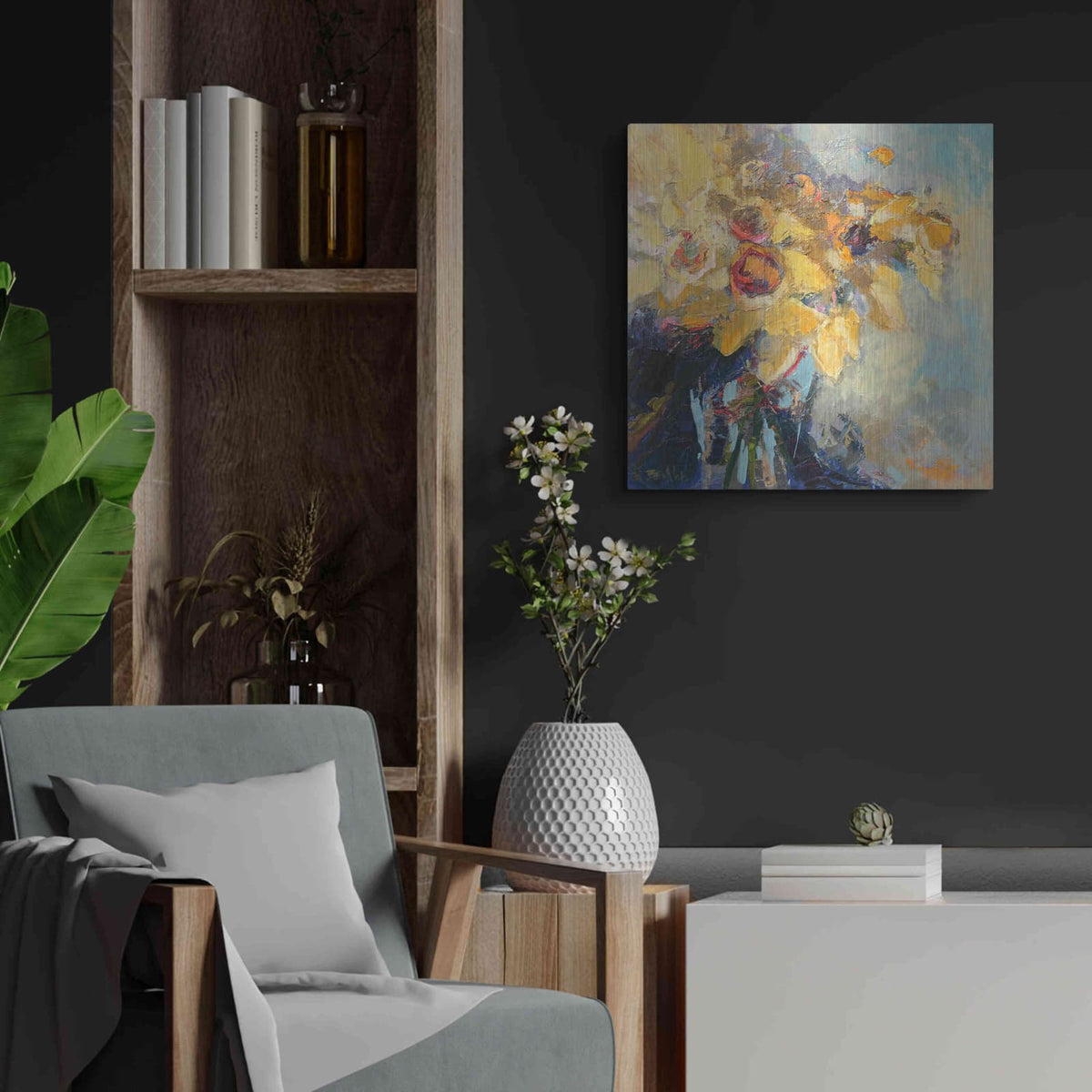 'Daffy Do' by Beth Forst – Metal Wall Art, 24x24 room view
