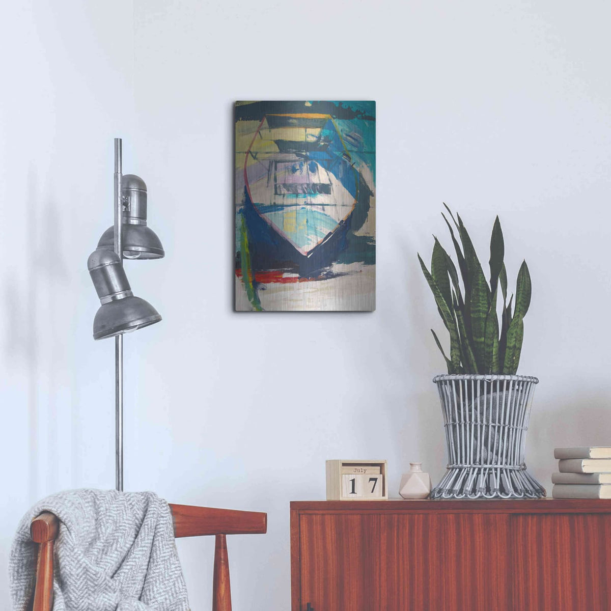 'Red Green Skiff' by Beth Forst – Metal Wall Art, 16x24 room view
