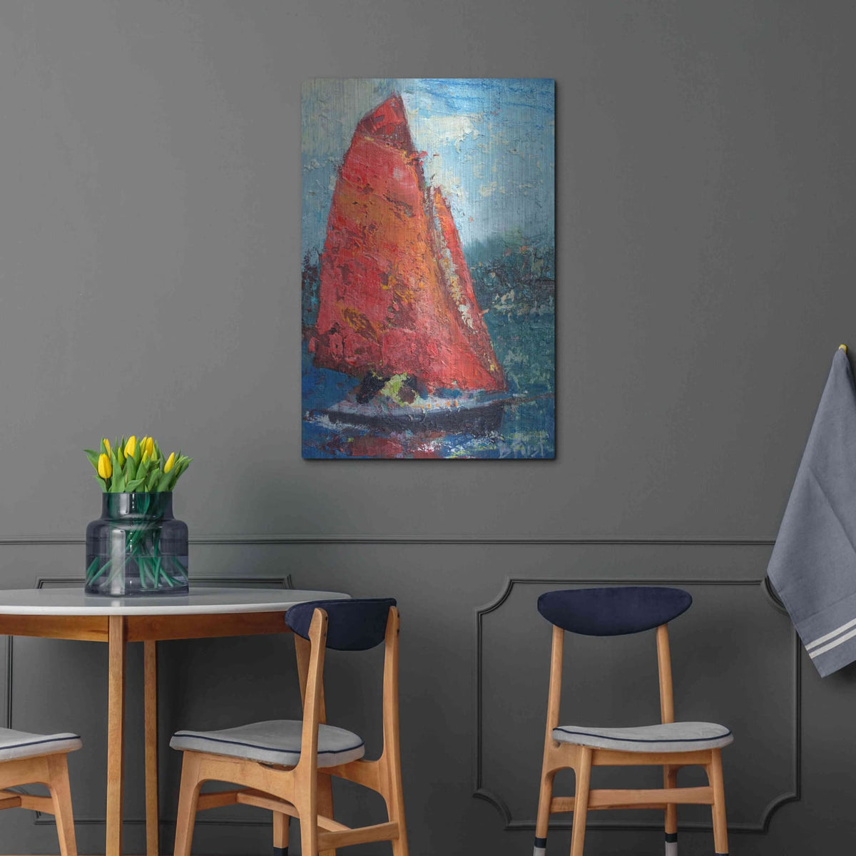 'Red Sail' by Beth Forst – Metal Wall Art, 24x36 room view