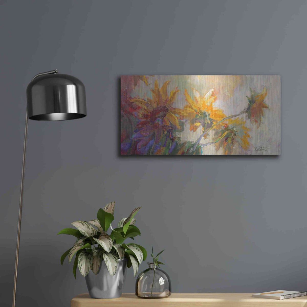 'Three Long Blossoms' by Beth Forst – Metal Wall Art, 24x12 room view