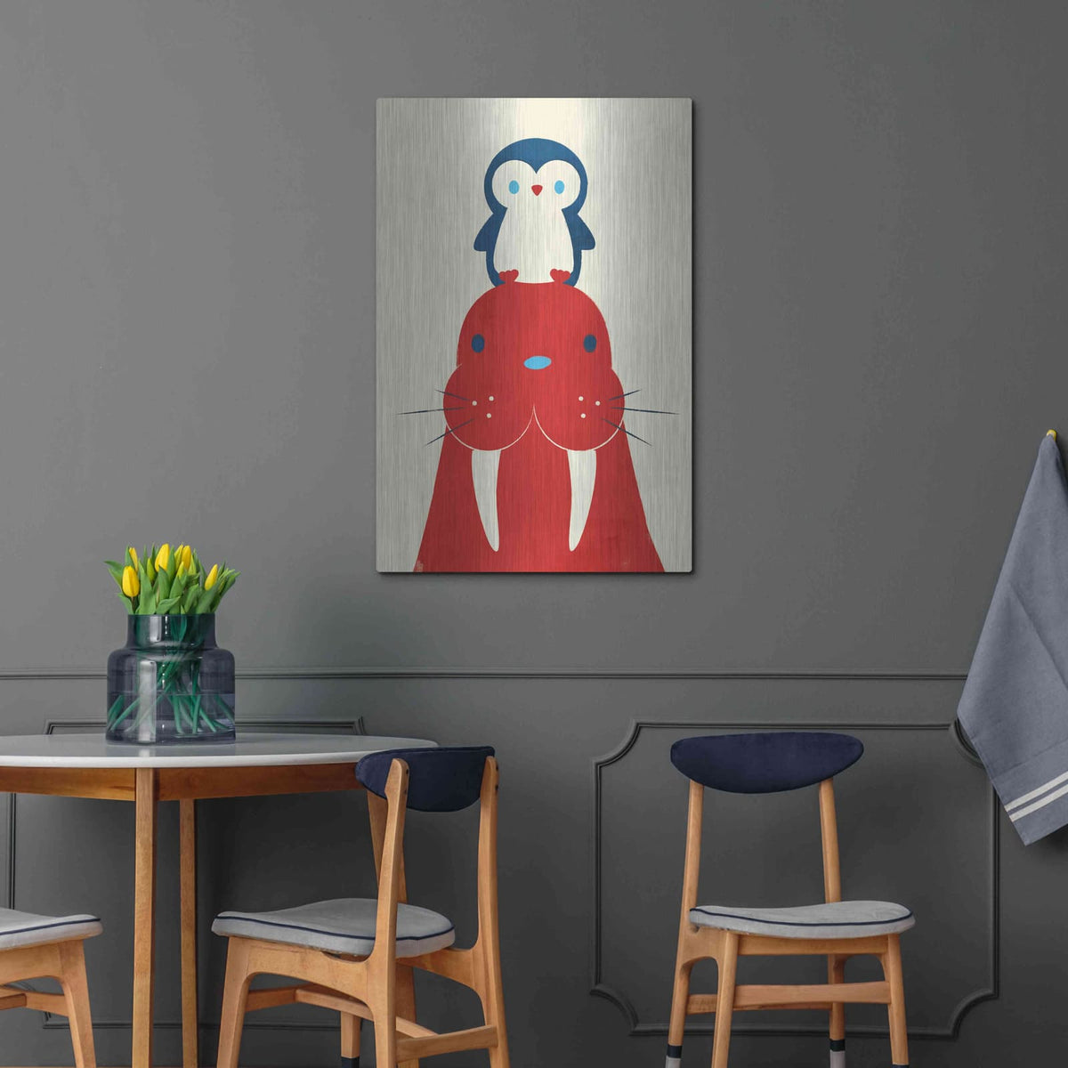 'Penguin and Walrus' by Jay Fleck – Metal Wall Art, 24x36 room view