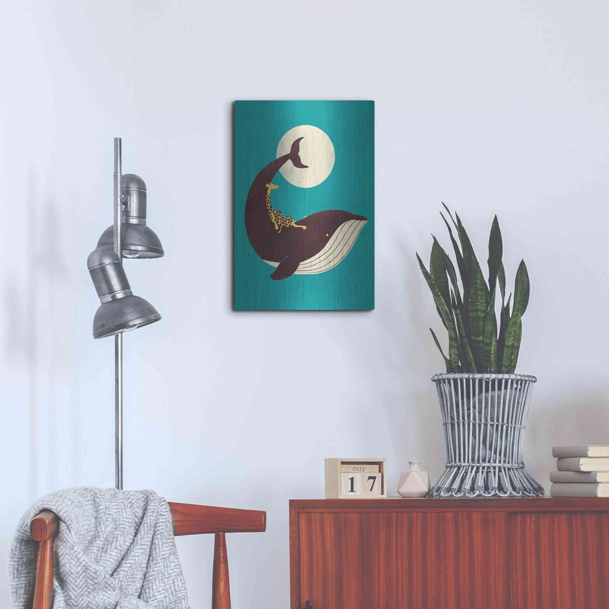 'The Giraffe and the Whale' by Jay Fleck – Metal Wall Art, 16x24 room view