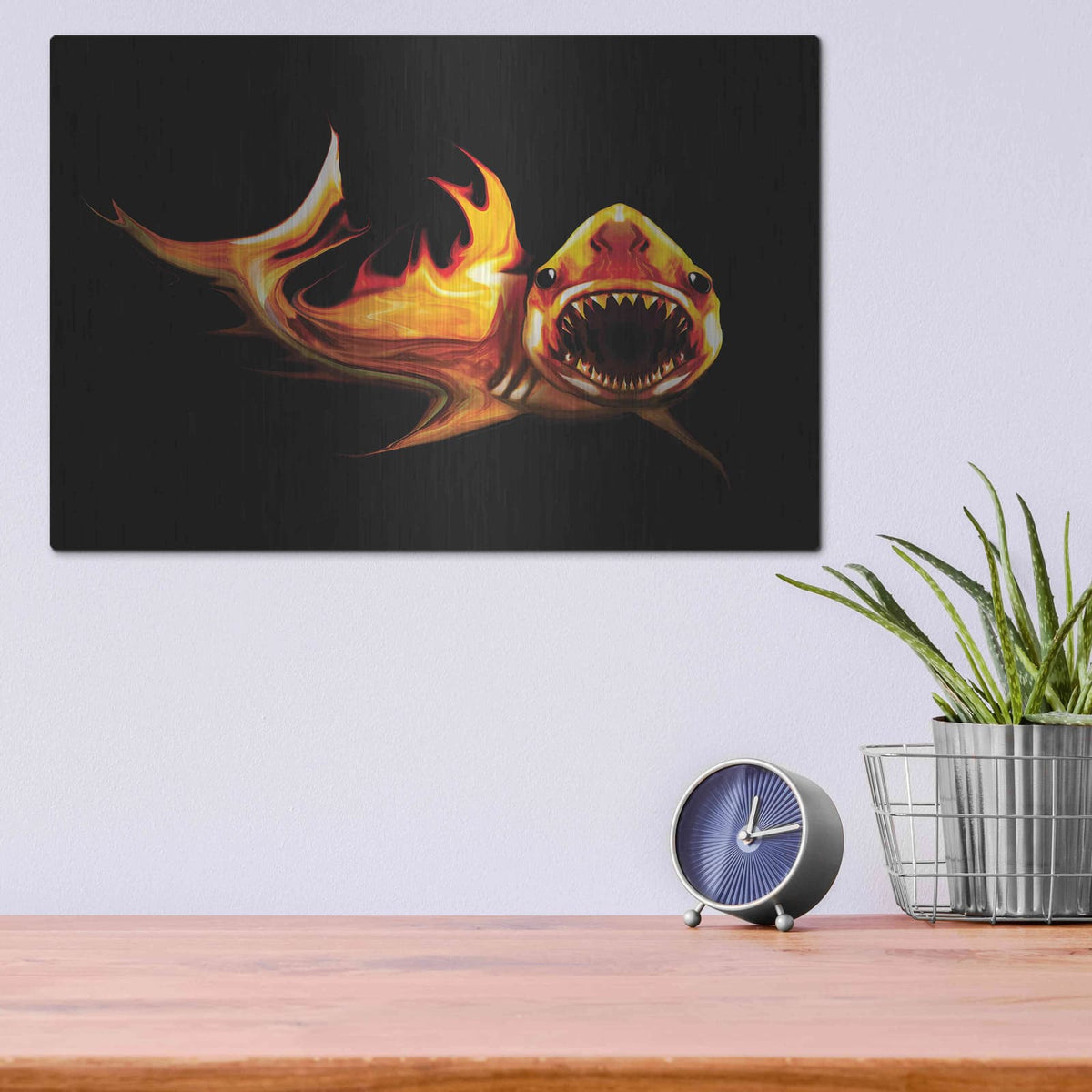 'White Shark' by Michael Stewart – Metal Wall Art, 16x12 room view