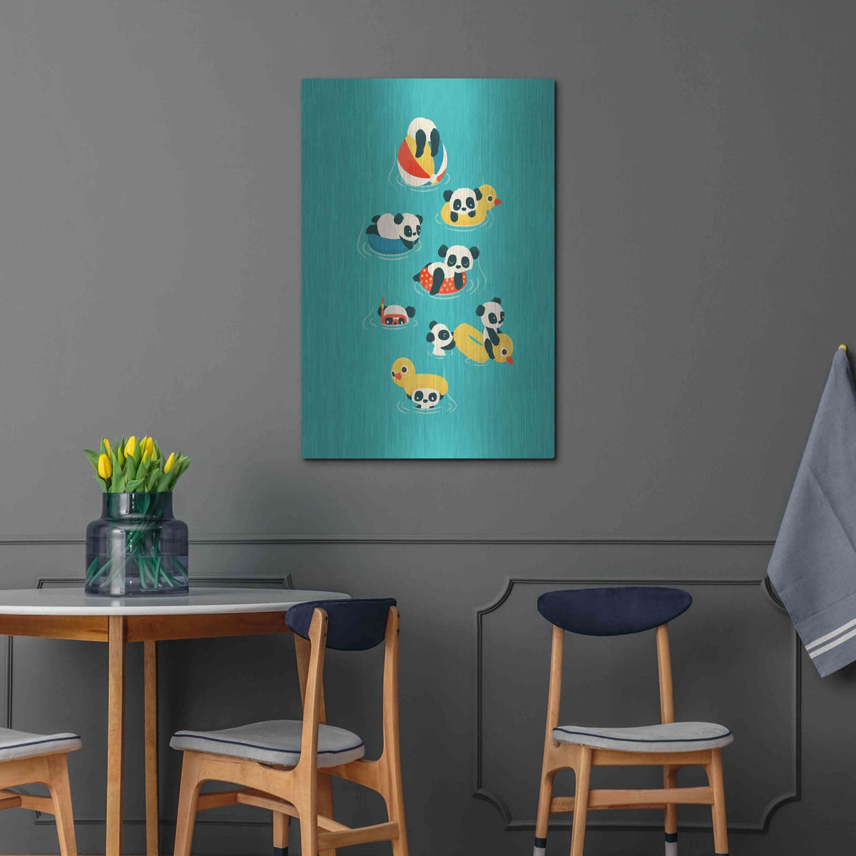 'Tubing Pandas' by Jay Fleck – Metal Wall Art, 24x36 room view