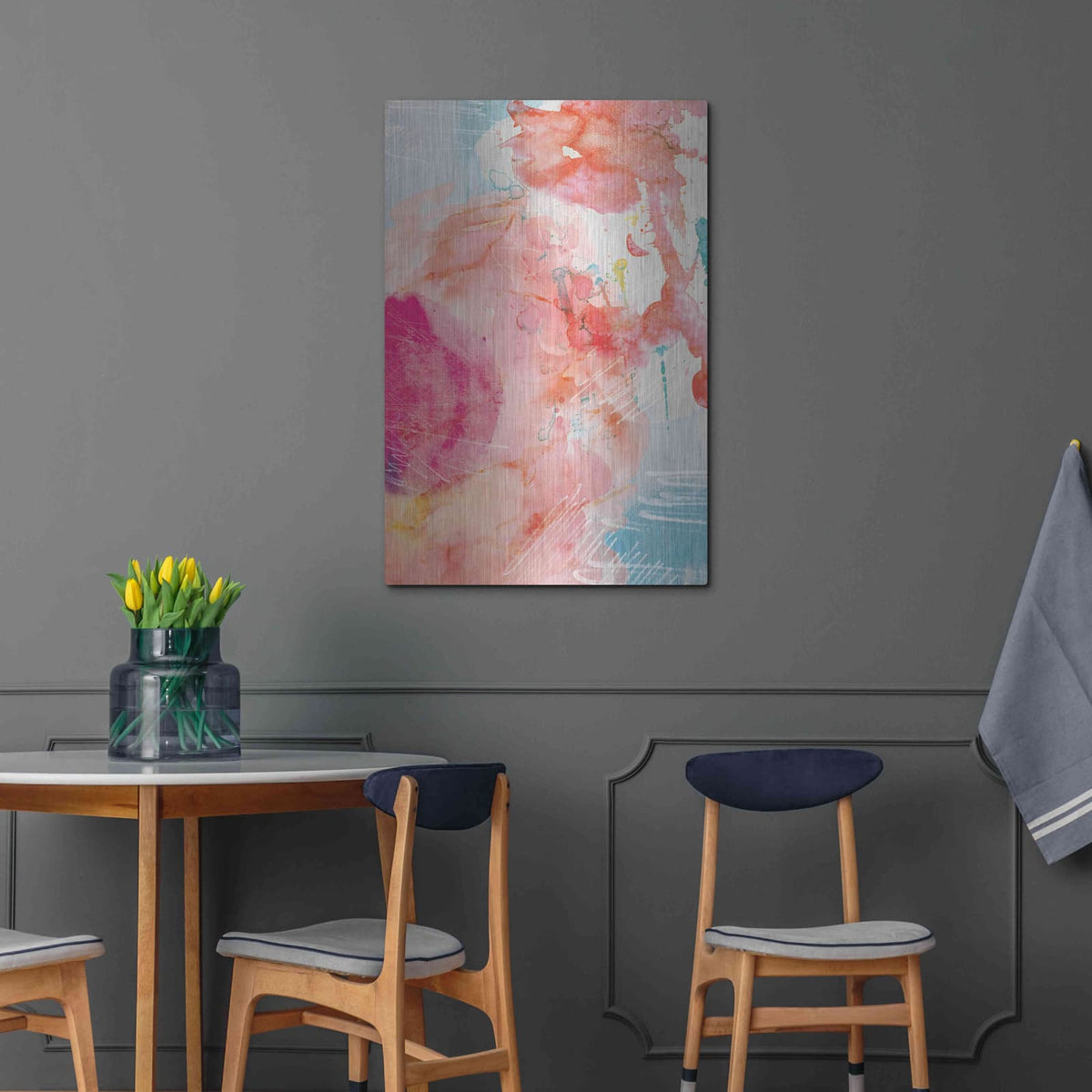 'Abstract Turquoise Pink No. 1' by Louis Duncan – Metal Wall Art, 24x36 room view